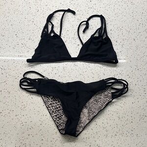 Acacia Swimwear Black and White Strappy Bikini